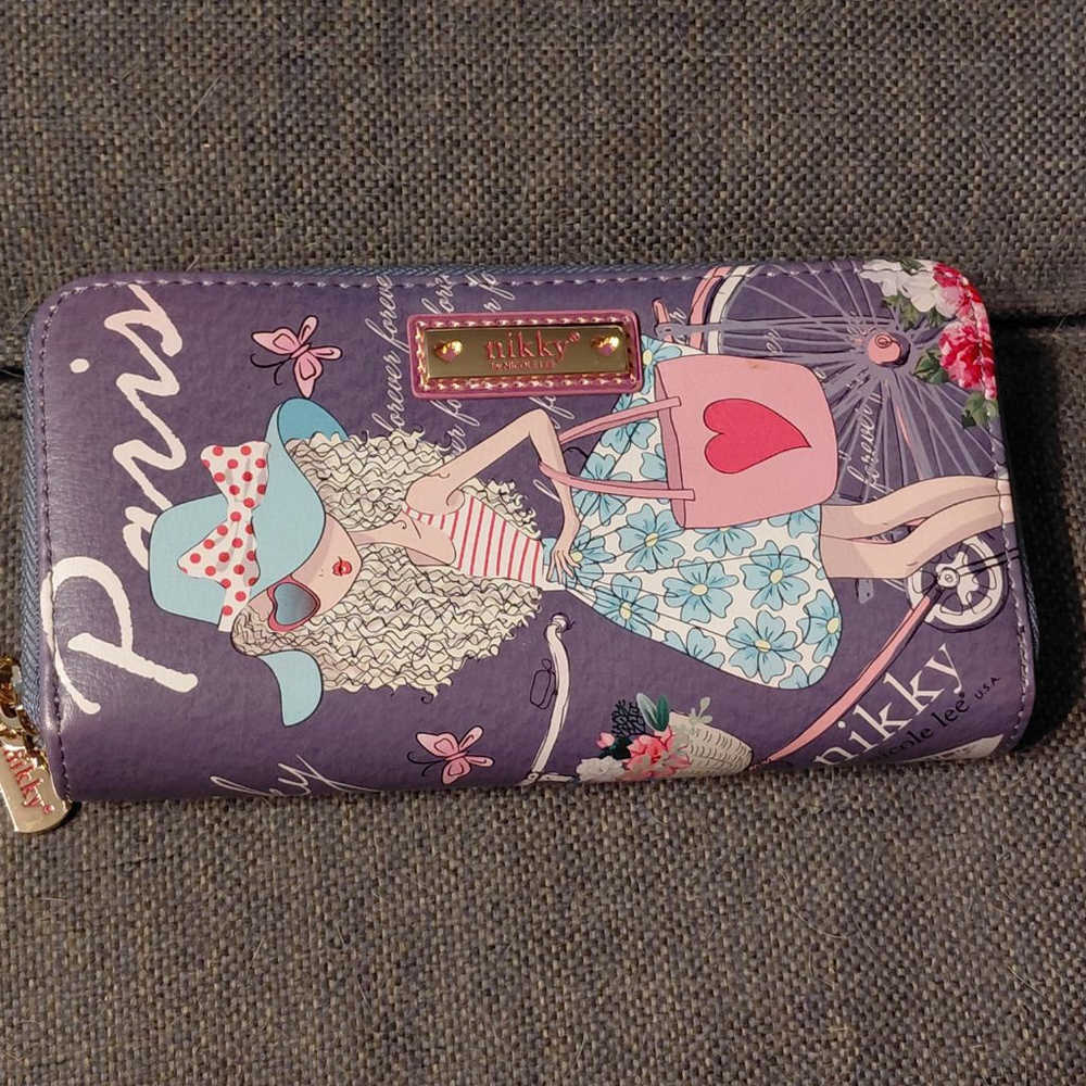 Women's Nikky by Nicole Lee Paris Print Wallet, One Size, Purple/Pink